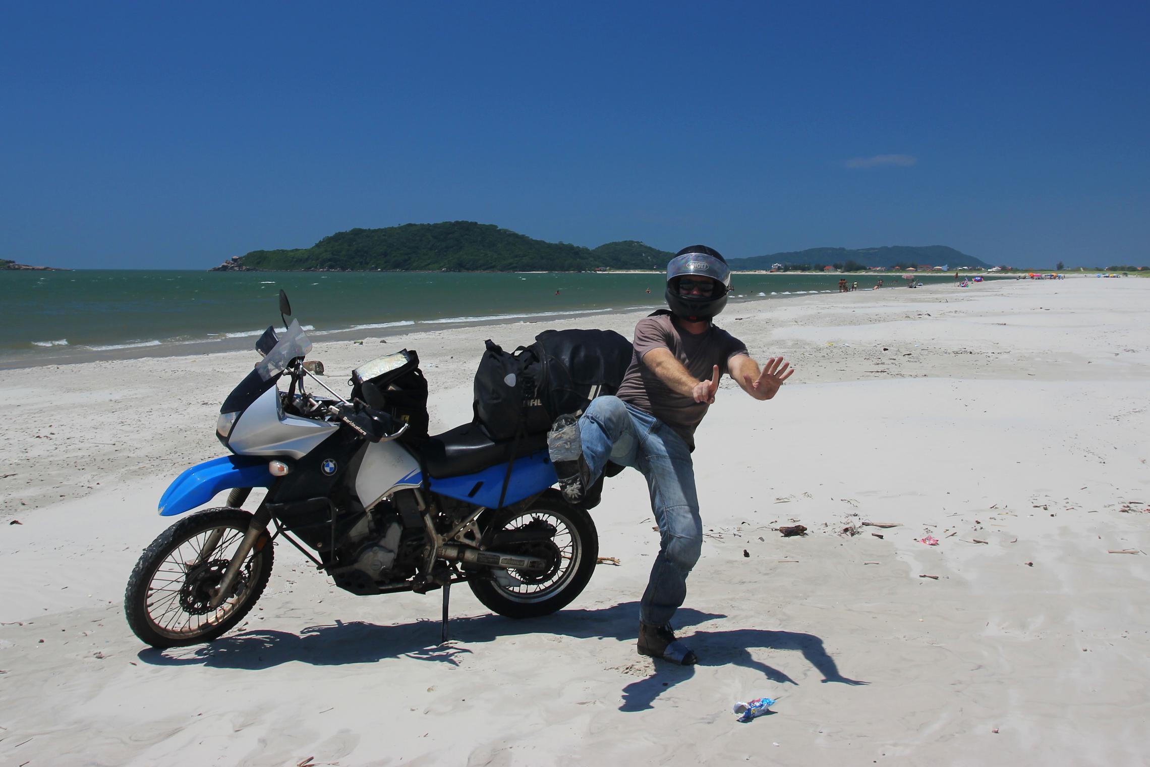 16,000 miles - Near Guarda do Embau, Brazil -- Had to start using my foot as the '1' in '16'!