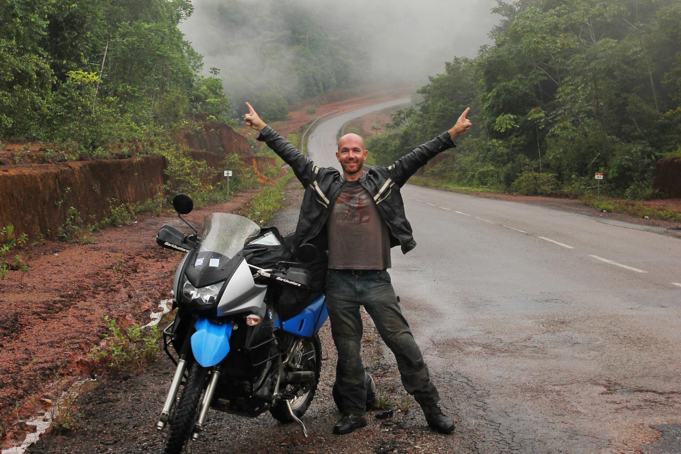 11,000 miles - En route to the Brazilian border, French Guiana -- After which time, we strapped our bikes to glorified canoes to cross the river and prayed.