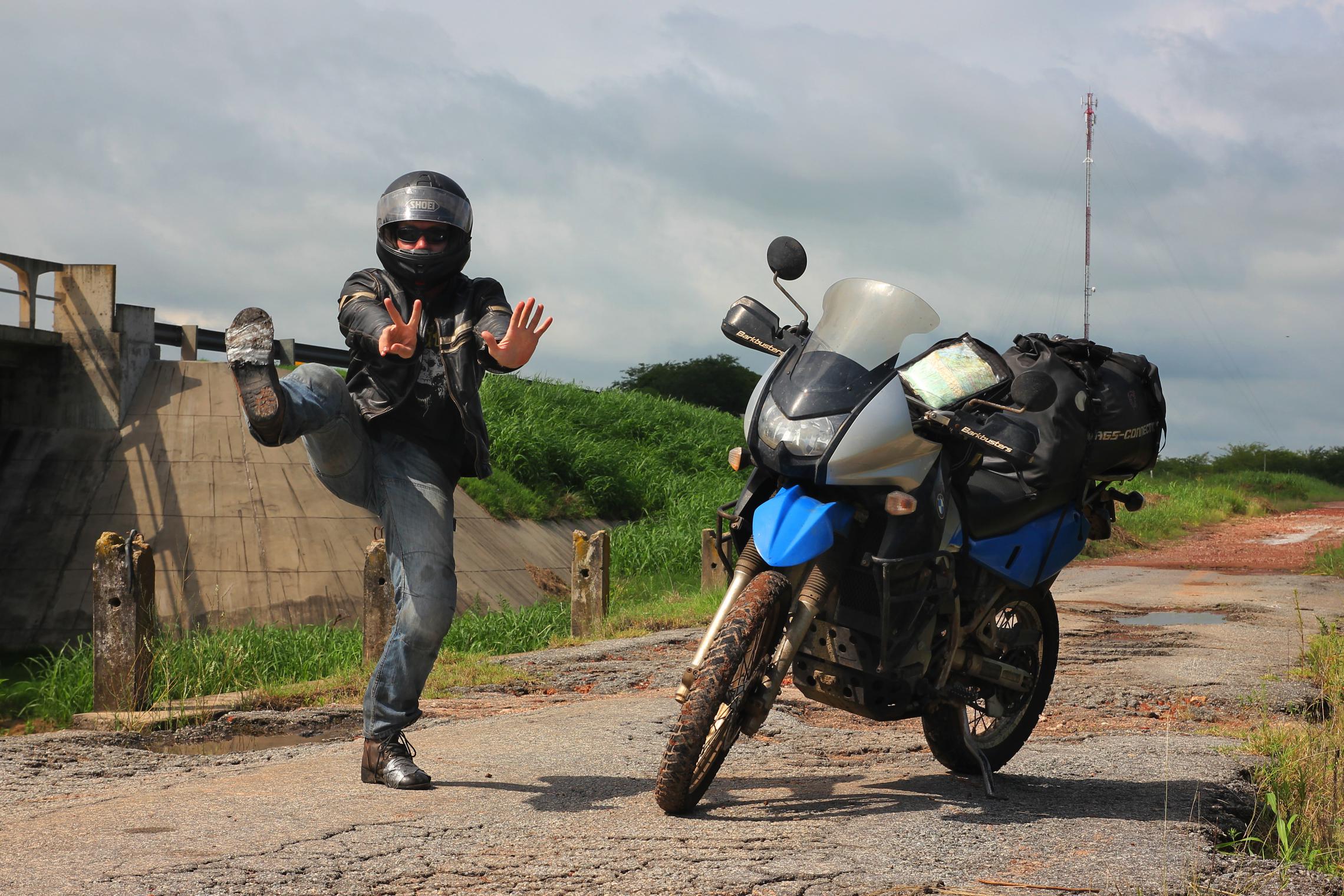 17,000 - Near Fray Bentos, Uruguay -- Getting inventing with streetside props to take my own photos.